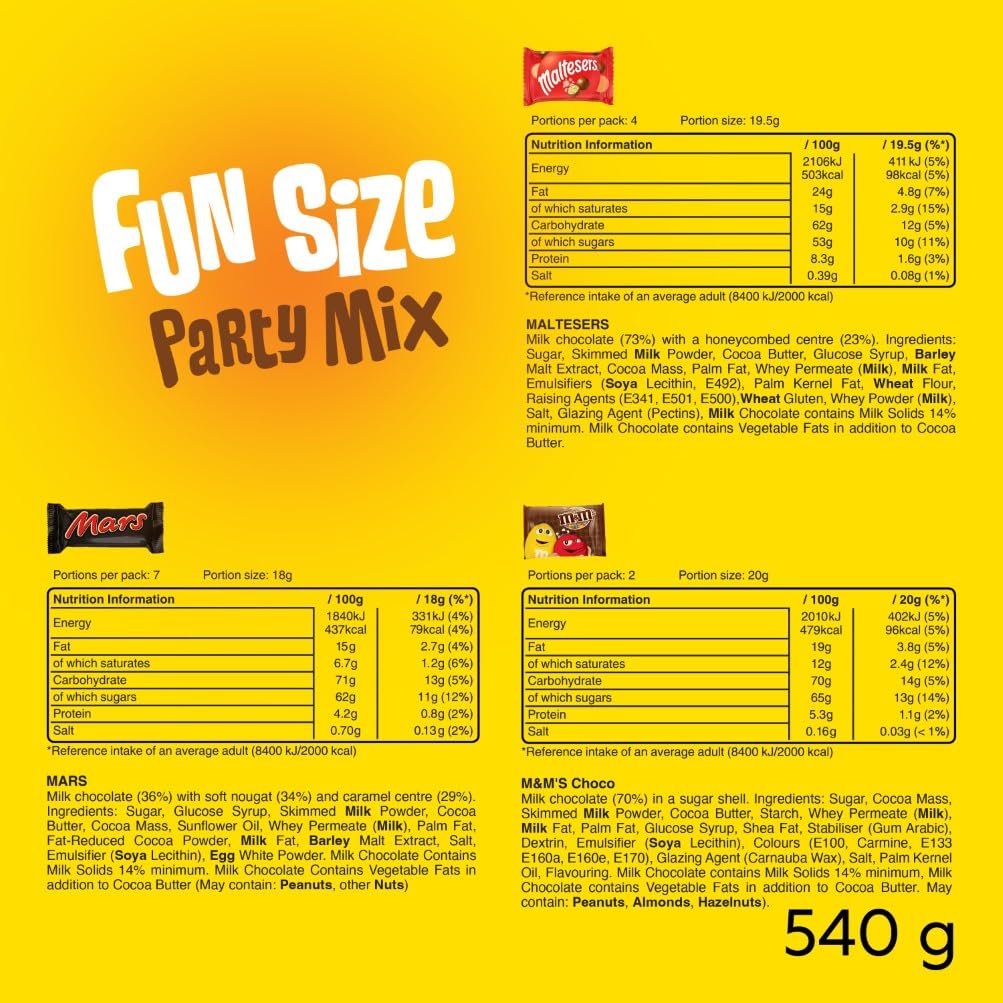 Mars Variety Pack - 30 Fun Size Chocolate & Sweet Bags | 540g 10