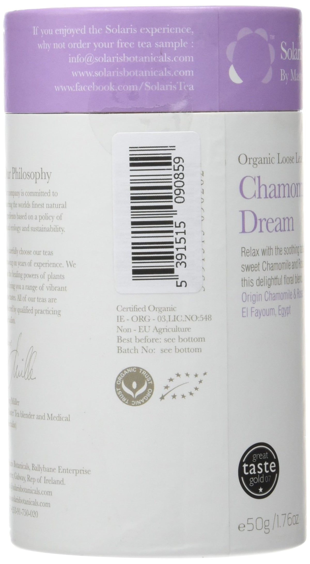 Solaris Tea Organic Chamomile Dream Herbal Blend - Promotes Relaxation | Loose Leaf | 50g 4