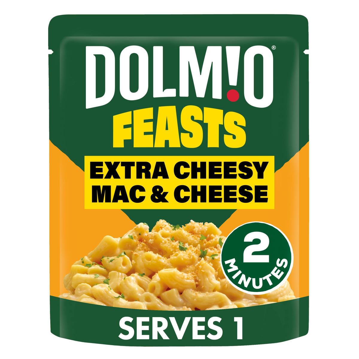 Dolmio Feasts Extra Cheesy Mac and Cheese Ready Meal Pouch - Meal for 1 | 2 Minutes Cook Time | 13g Protein