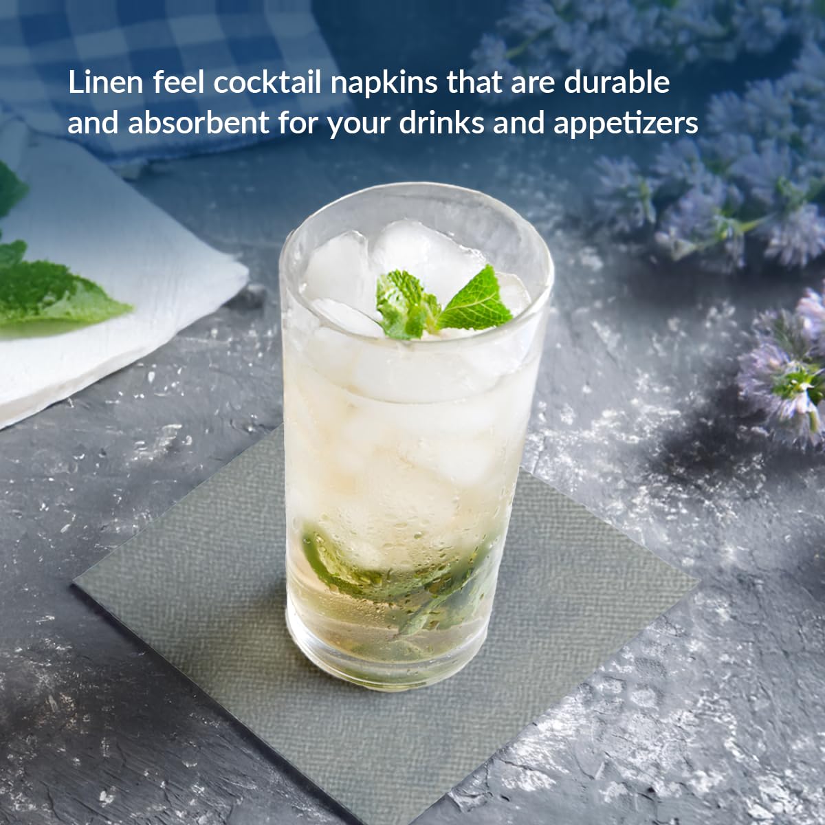 PAW Decor Collection Airlaid Cocktail Napkins - Grey, 20 x 20 cm, 100 Pieces 3