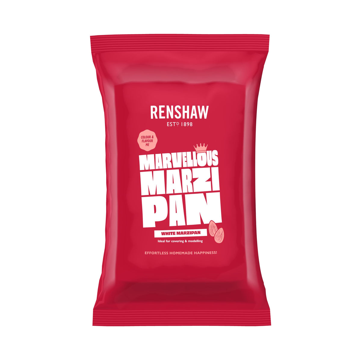 Renshaw White Marzipan Disc - Ready Rolled for 8" Cakes | 1kg | Almond Flavour
