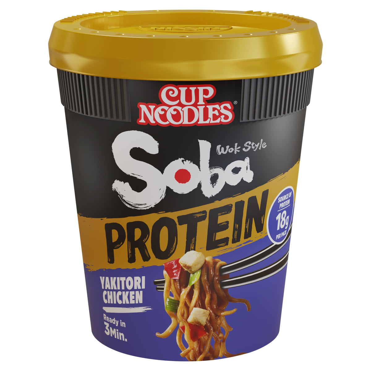 NISSIN Soba Protein Yakitori Chicken Noodles - 18g Protein, 8-Pack 7