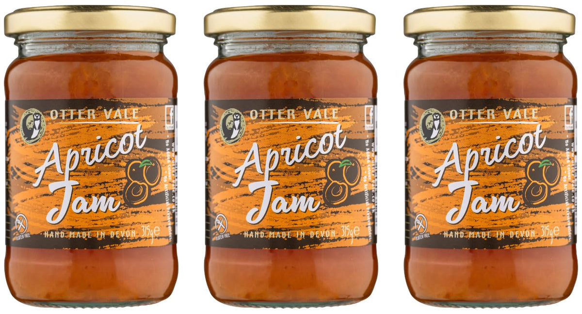 Otter Vale Apricot Jam - Gluten-Free, Handmade | 3 x 315g Glass Jars