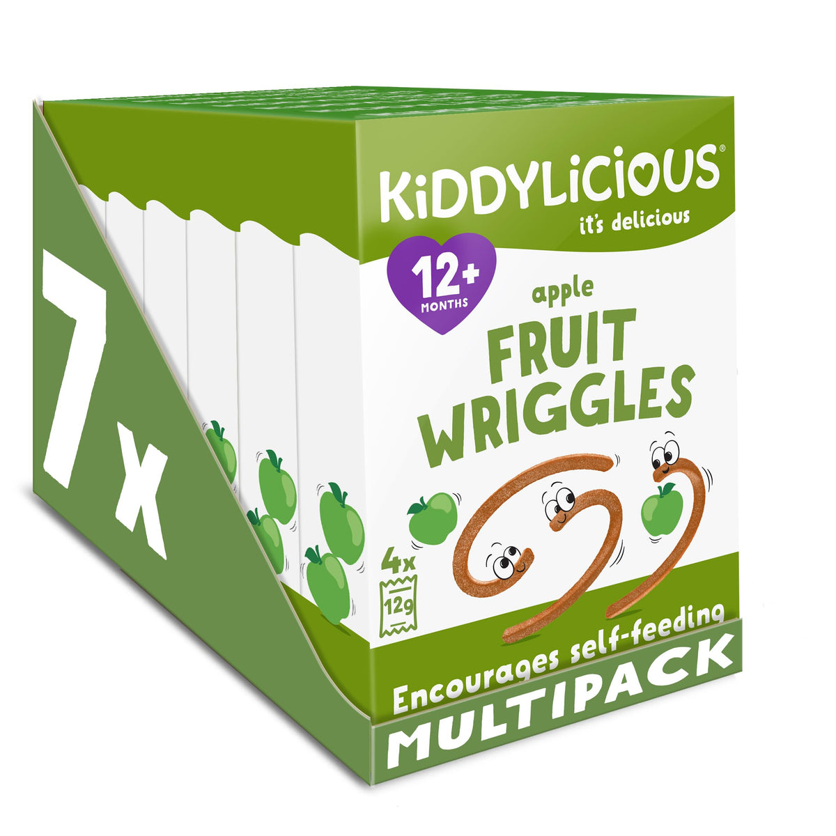 Kiddylicious Apple Wriggles Snacks - Real Fruit, Vegetarian, Coeliac & Dairy Intolerant Friendly | 12 Months+ | 28 Count