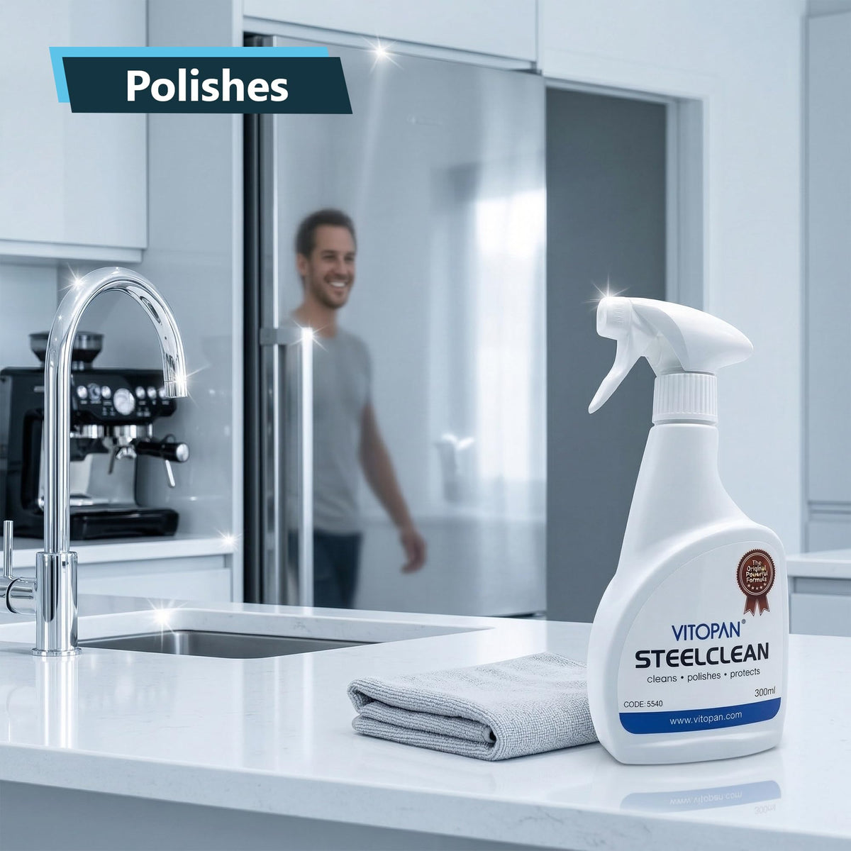 Vitopan Steel Clean Kitchen Spray - Cleans, Polishes & Protects | 300ml 6