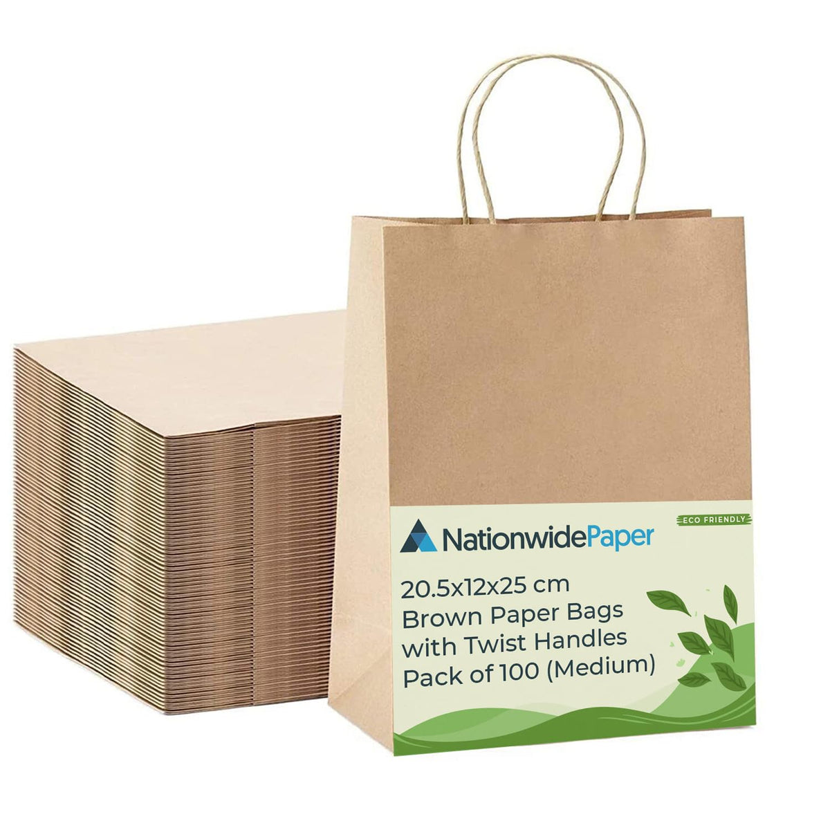 Nationwide Paper Kraft Paper Bags - Food Safe, Medium Size (25 Count) 1