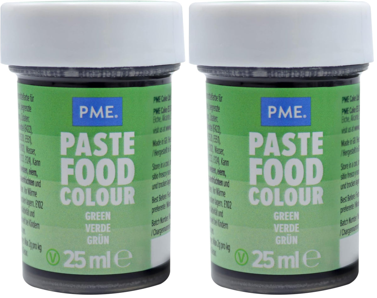 PME Pea Green Food Colouring Paste - Vibrant Colour, 25g (Pack of 2)