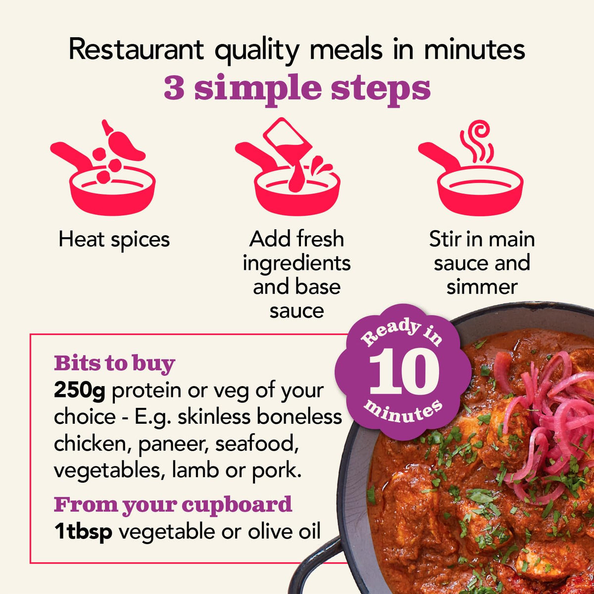 The Spice Tailor Southern Madras Curry Sauce Meal Kit - 10 Minute Meal | Pack of 5 | 1500g 4