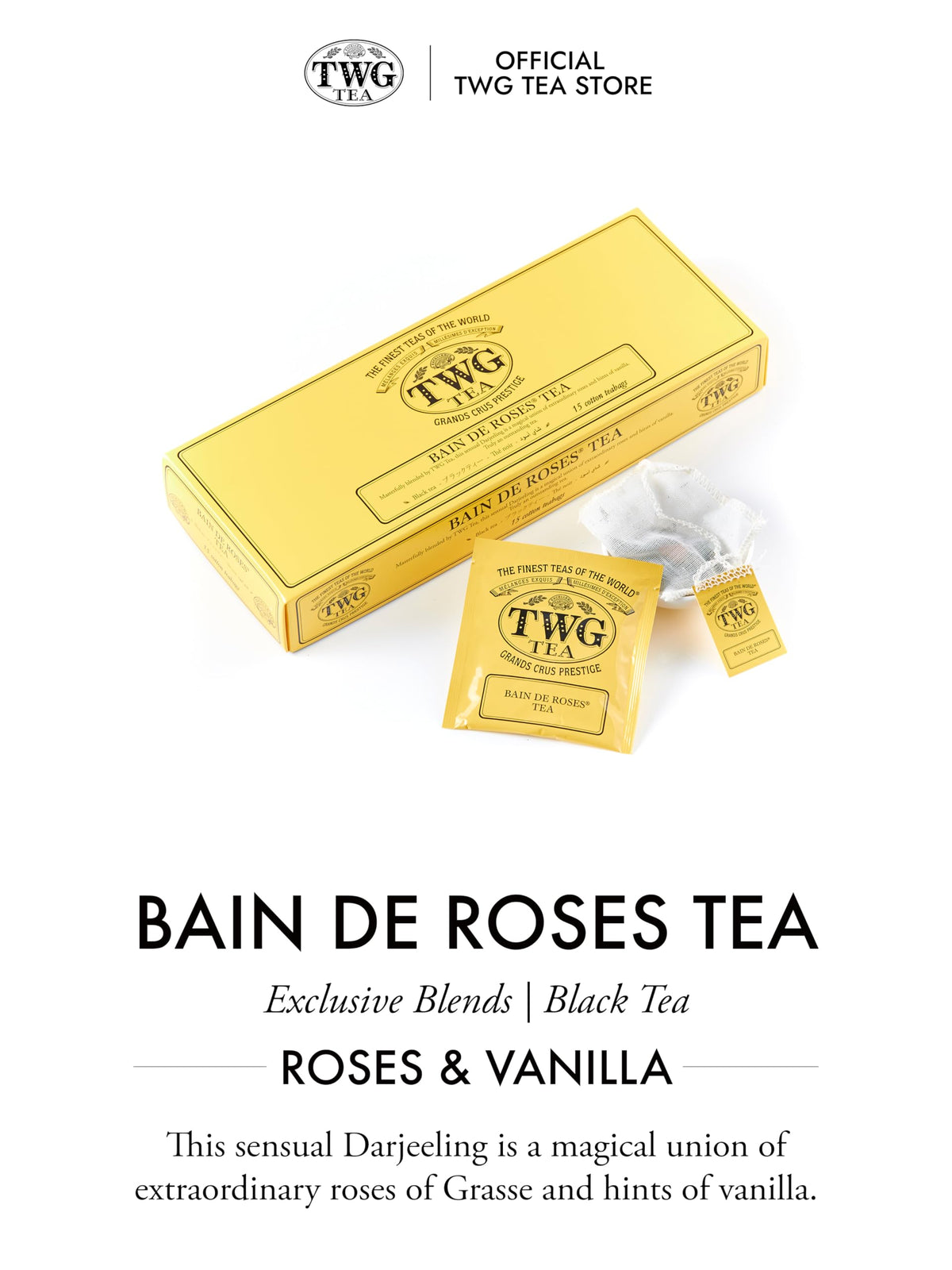 TWG Tea Bain de Roses Tea - Black Tea with Rosebuds & Rose Petals | 15 Teabags 3