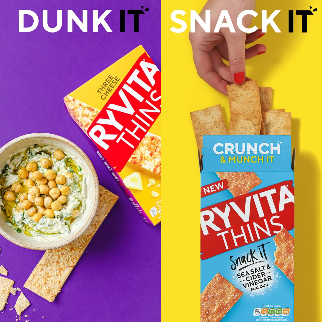 Ryvita Multiseed Thins - High Fibre Snack | 6 x 125g Packs 4