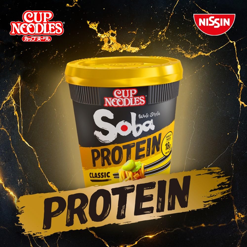 NISSIN Soba Protein Classic Instant Noodles - 18g Protein, 90g Pots (8-Pack) 3