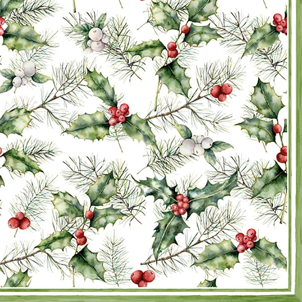 Anniversary House Holly and Mistletoe Napkins - 3 Ply, 33cm, 20 Pack