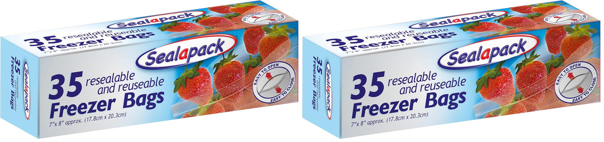 Sealapack Reusable Food and Freezer Bags - Airtight Seal, Pack of 35 1