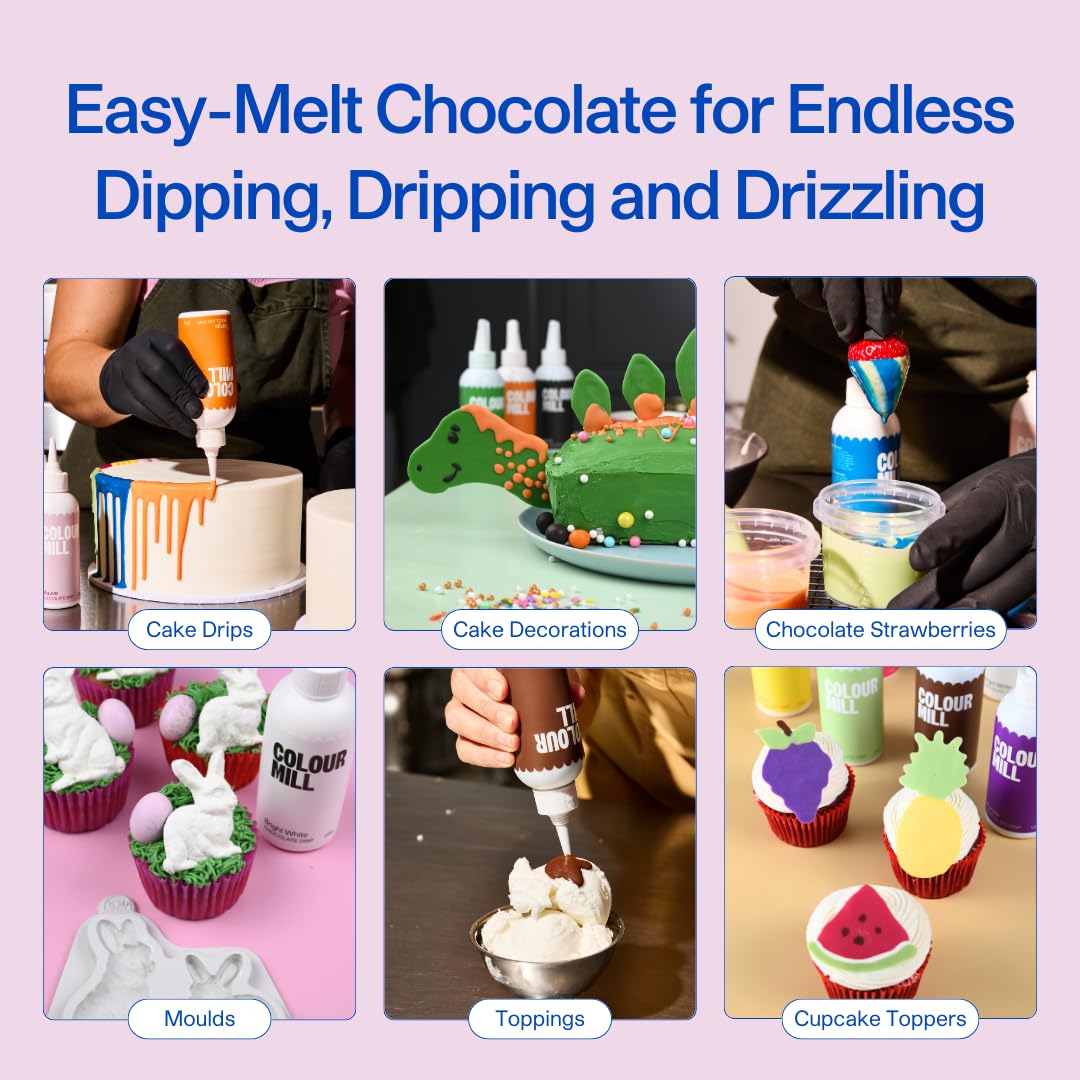 Colour Mill Choco Drip Yellow - Easy-Melt Chocolate Drizzle for Desserts | 125g 3