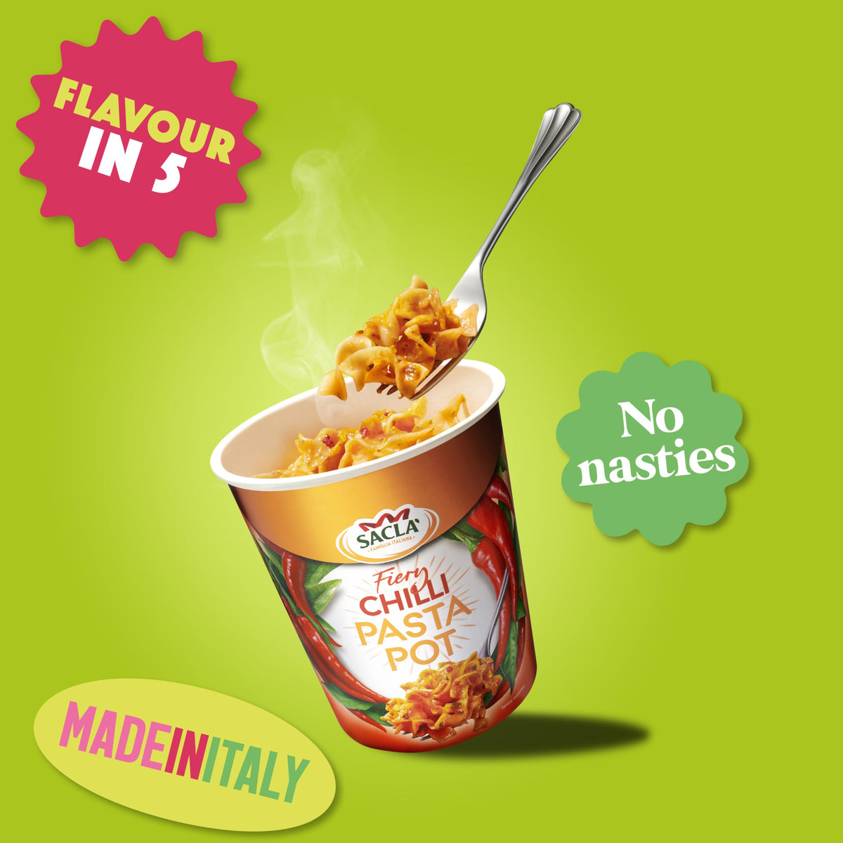 Sacla Italian Instant Pasta Pot - Ready in 5 Minutes | 80g Pot | Made in Italy 4