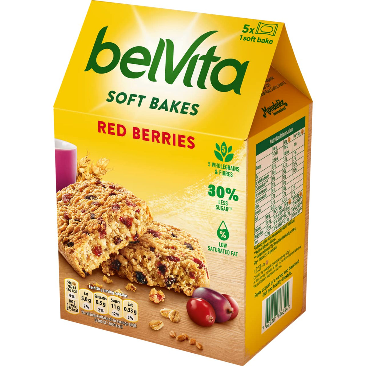 Belvita Breakfast Biscuits Soft Bakes Red Berries - 4 x 250g Packs | 5 Whole Grains | Sustained Energy 3