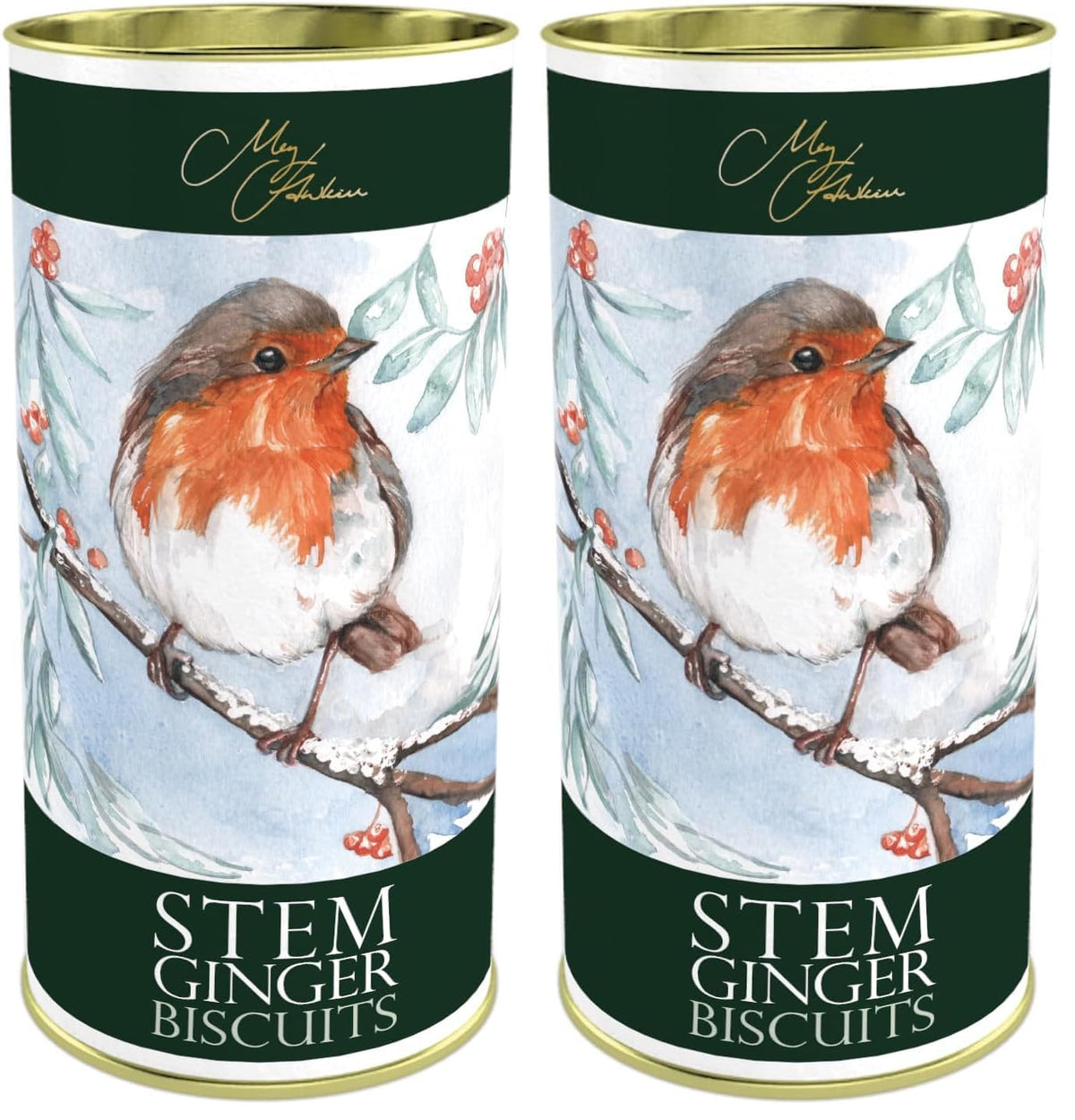 Meg Hawkins Robin Stem Ginger Biscuits - 160g Drum | Pack of 2