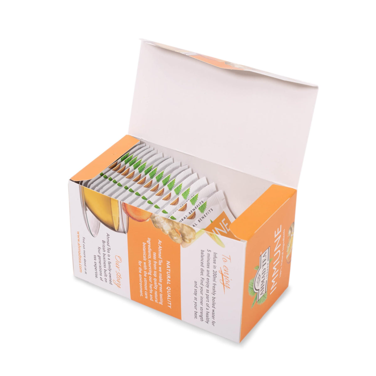 Ahmad Tea Lemon, Ginger & Turmeric 'Immune' Herbal Tea - Supports Immune System, Caffeine-Free, 20 Count (Pack of 2)