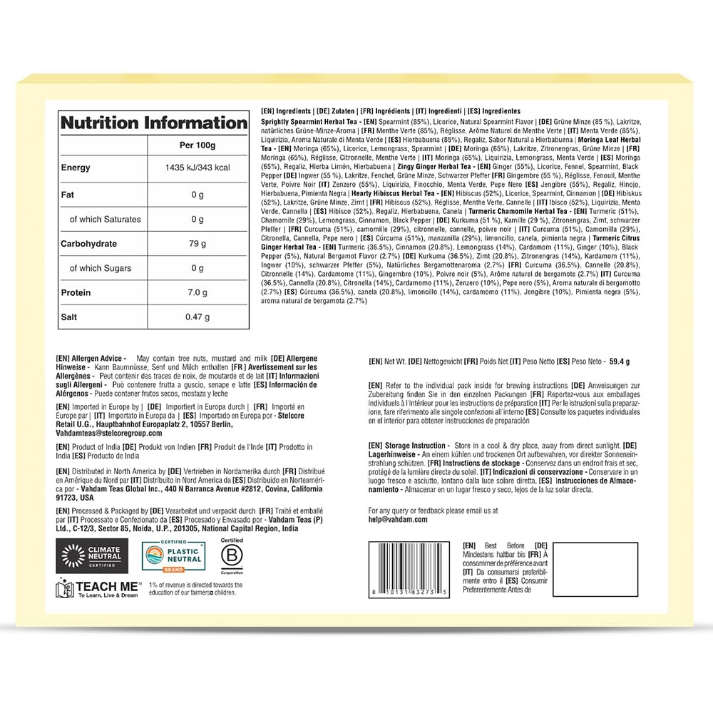 VAHDAM Herbal Tea Sampler - 36 Caffeine-Free Tea Bags | 6 Flavors | Eco-Friendly 9