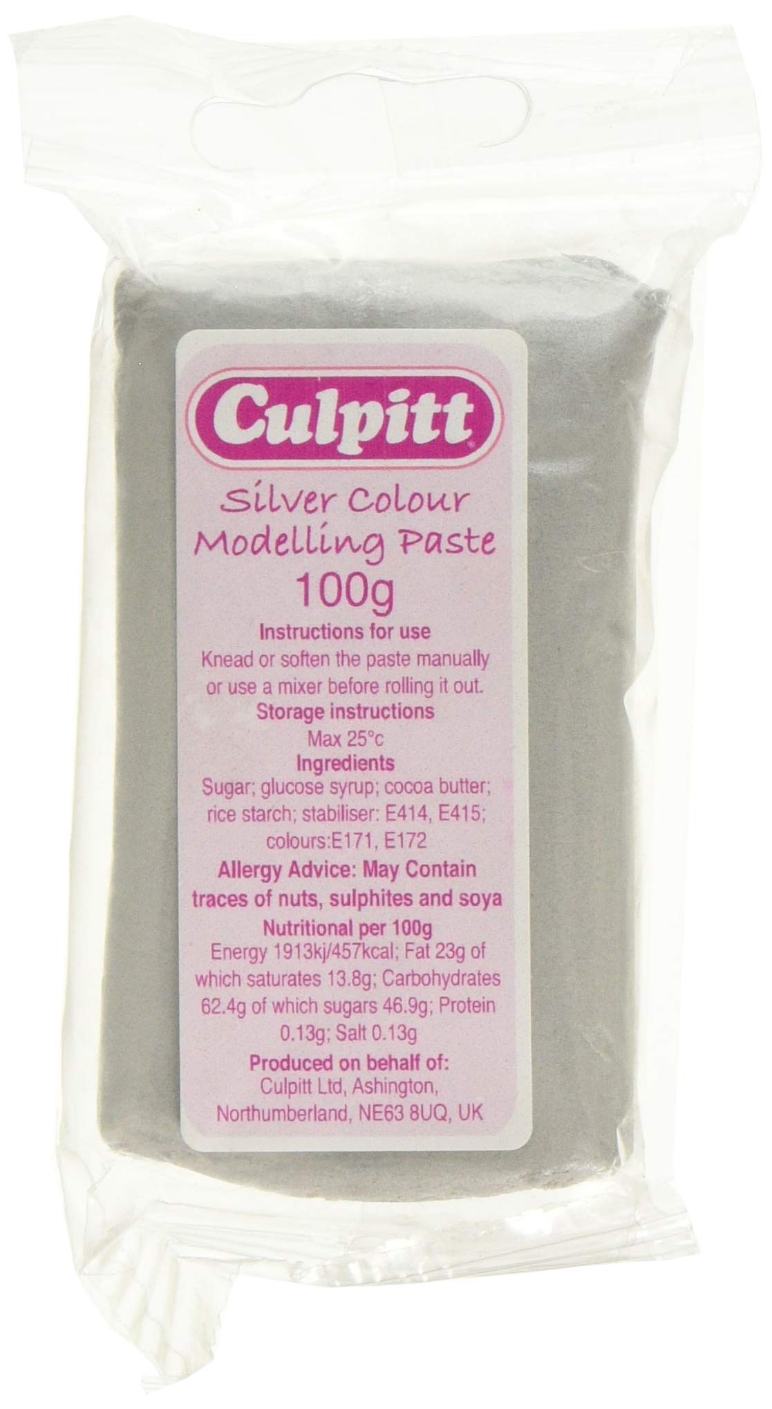 Culpitt Silver Metallic Modelling Paste - 100g Pliable Sugar Paste for Cake Decorations 1