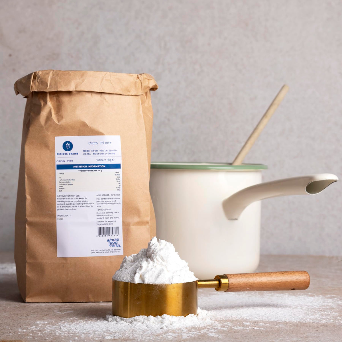 Wholefood Earth Cornflour - 1kg | Finely Milled from Whole Maize | Versatile Kitchen Thickener 3