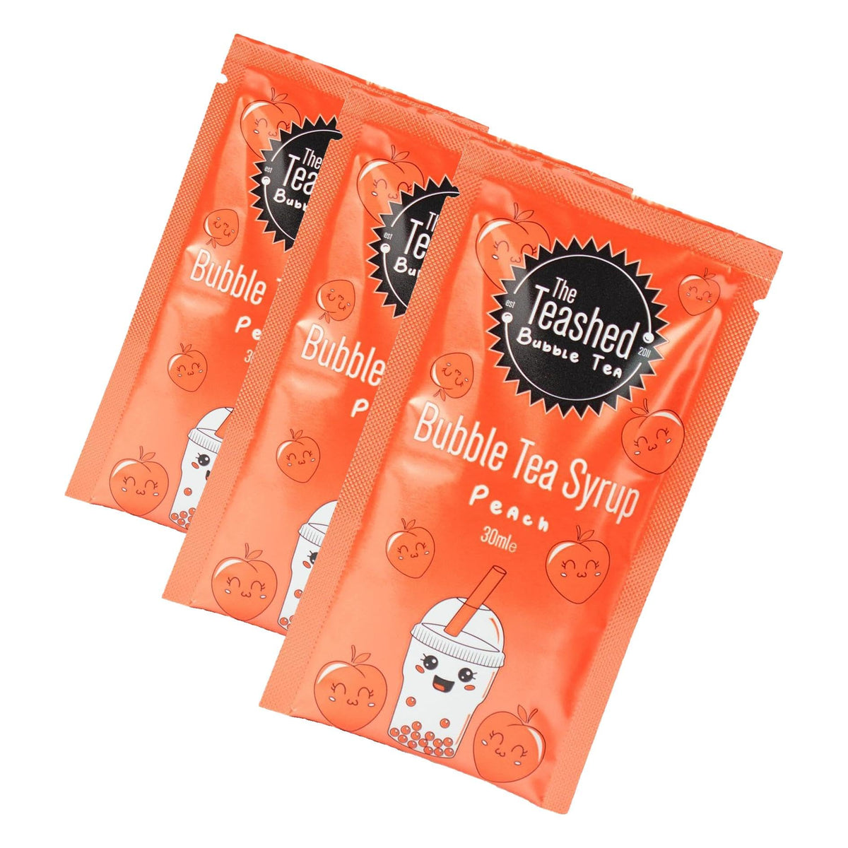 The TeaShed Peach Bubble Tea Syrup - 30ml (Pack of 3) | Real Fruit Flavour | Easy to Use 1