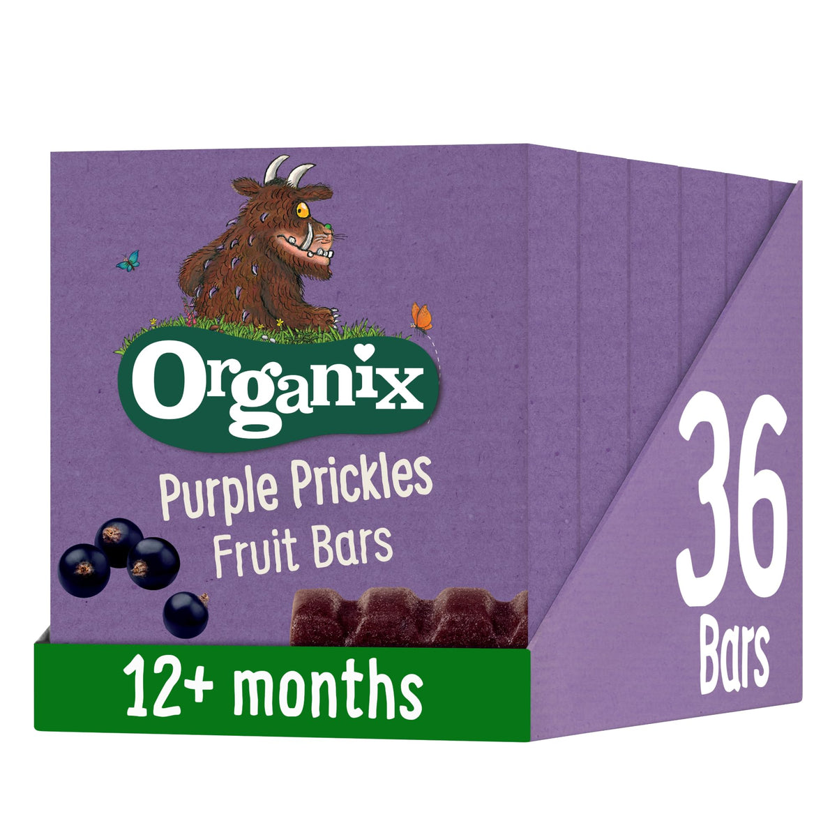 Organix Gruffalo Purple Prickles Blackcurrant Fruit Bars - 1 of Your Little One's 5 a Day | 6 x 17g Bars | Organic