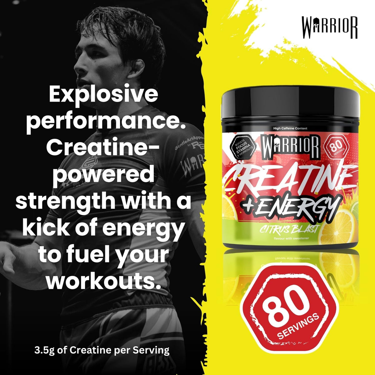 Warrior Creatine Plus Energy Powder - 360g | Caffeine & B Vitamins | Muscle Growth & Focus 3