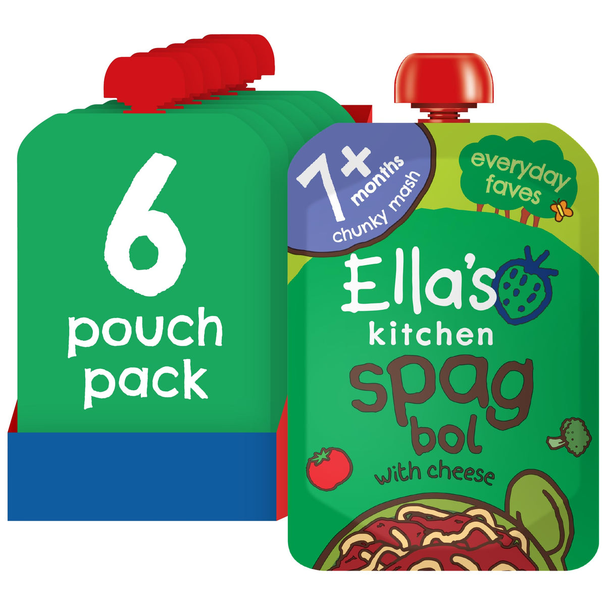Ella's Kitchen Spaghetti Bolognese Savoury Meal - Organic, 7+ Months, 130g Pouch (Pack of 6)