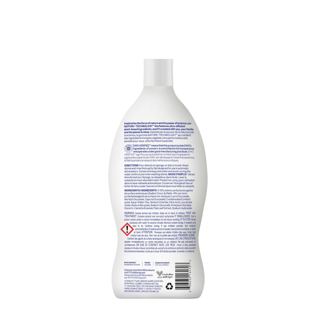 ATTITUDE Washing-Up Liquid - EWG Verified, Plant-Based, Unscented | 700 ml (Pack of 2) 7