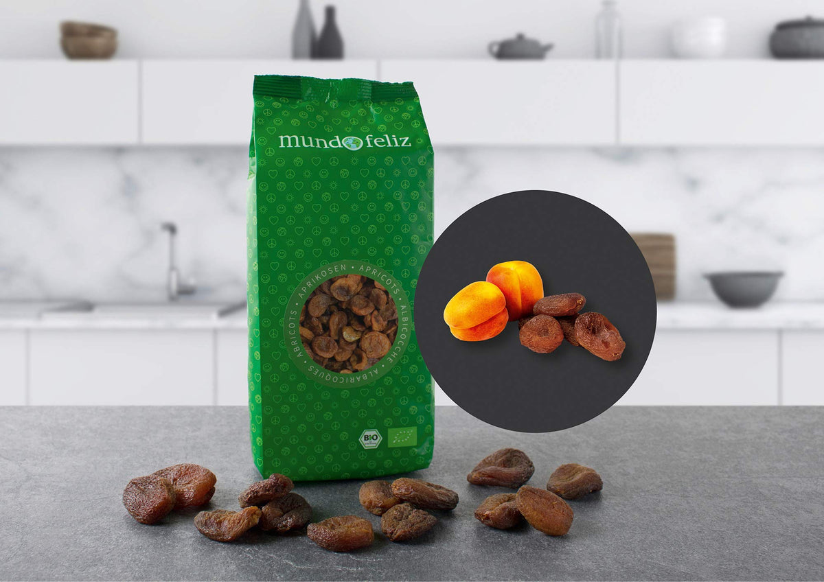 Mundo Feliz Organic Dried Pitted Apricots - 1kg Pack (2 x 500g)