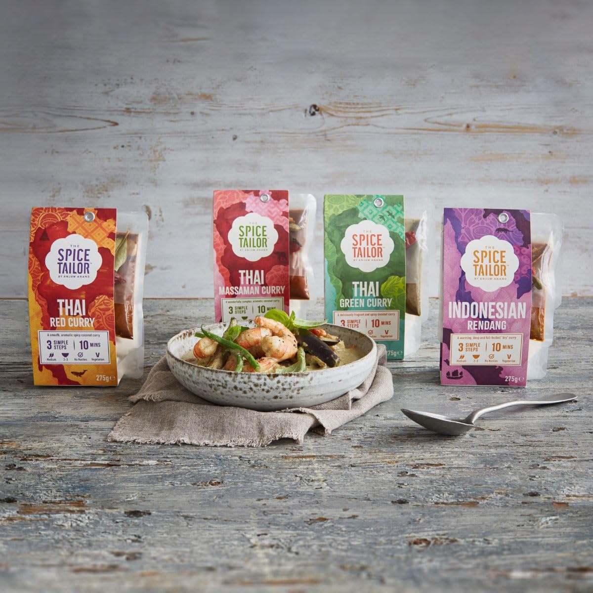 The Spice Tailor Thai Green Curry Meal Kit - Authentic Flavour, Serves 2-3, Pack of 5 6
