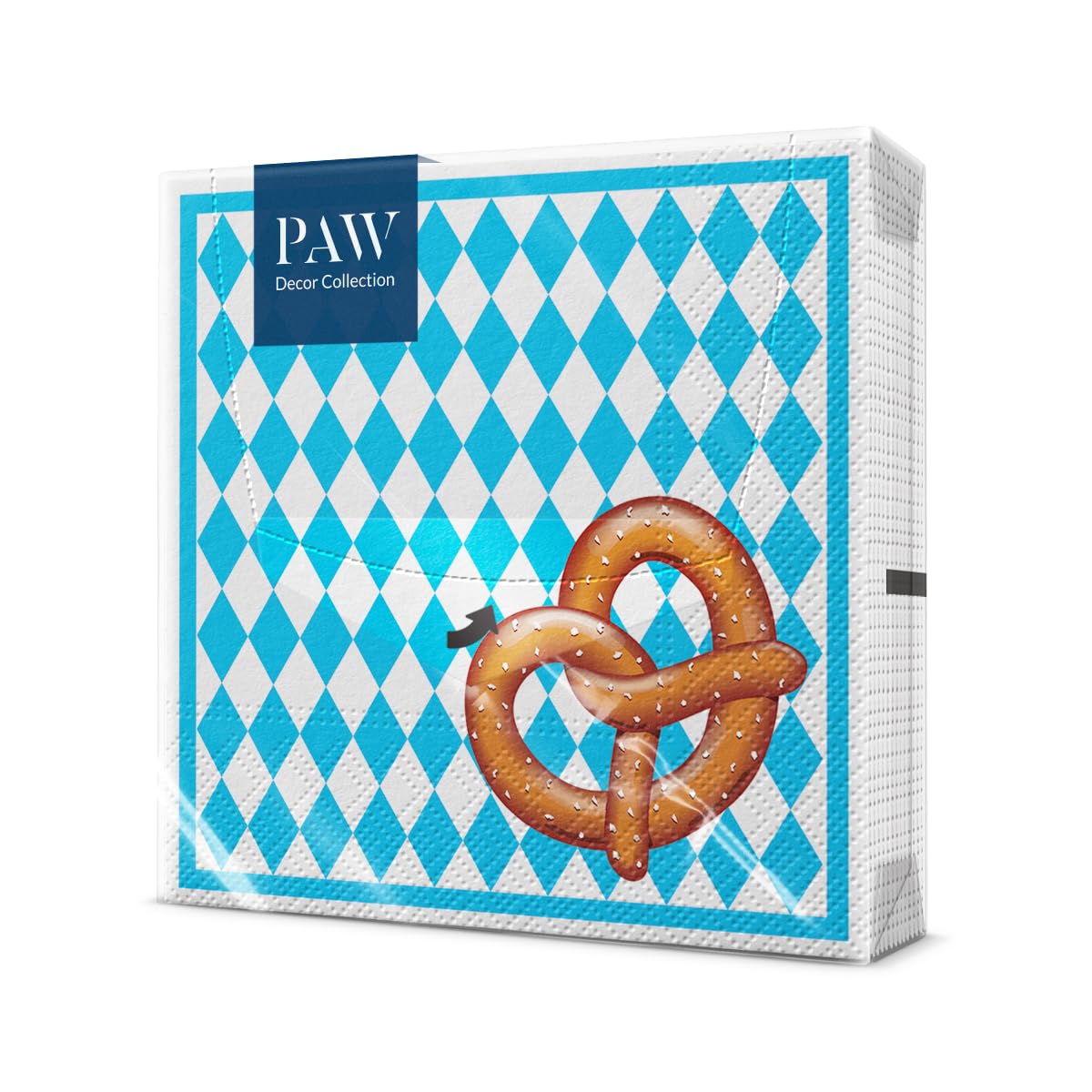 PAW Decor Collection Paper Napkins - Bavarian Pretzel Design | 33 x 33 cm | 20 Pack