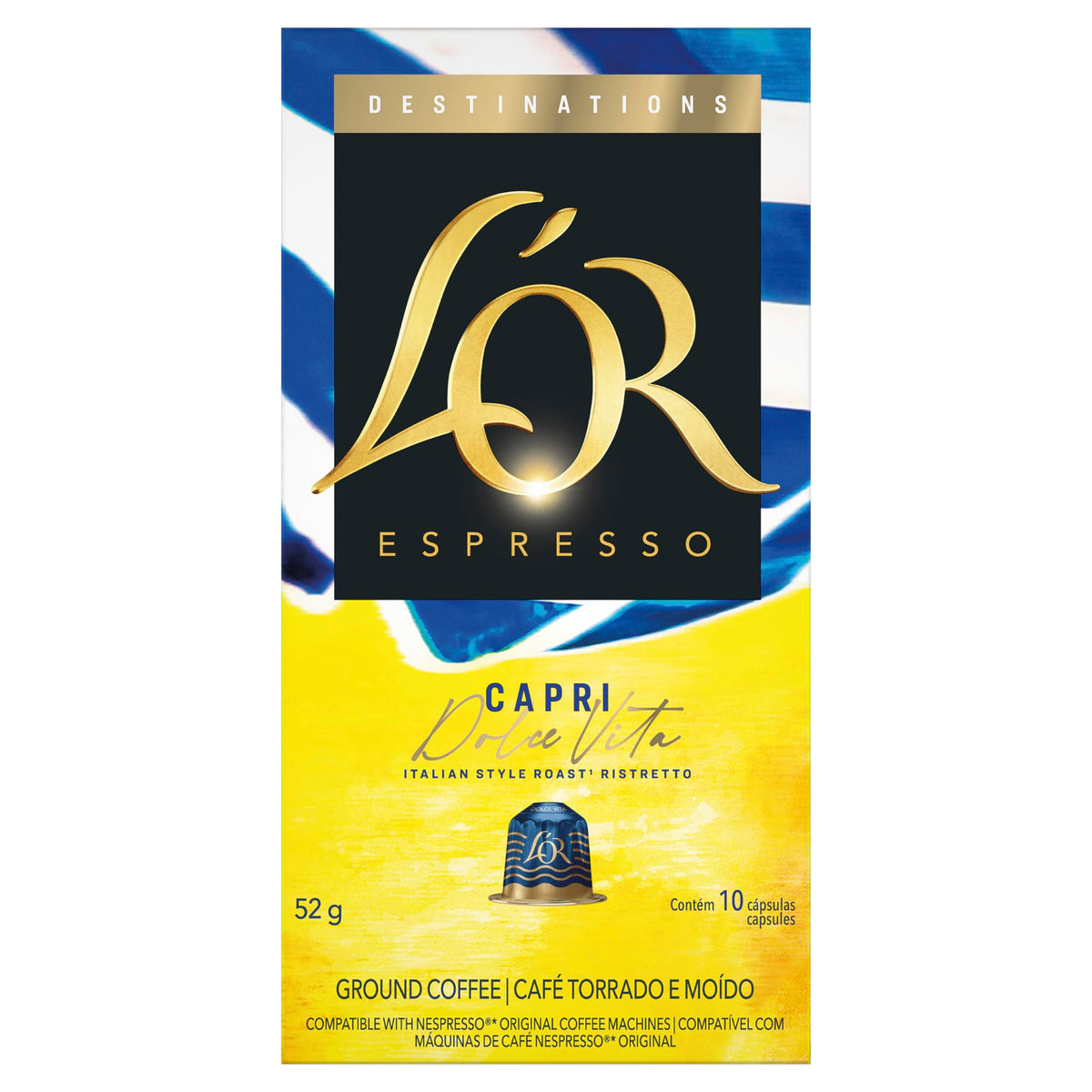 L'OR Espresso Capri Coffee Pods - Intensity 12, Italian Ristretto | 100 Capsules
