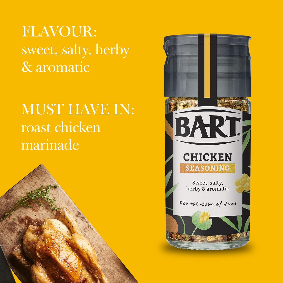 BART Chicken Seasoning - Pack of 6 x 38g Jars | Sweet, Salty & Aromatic Blend