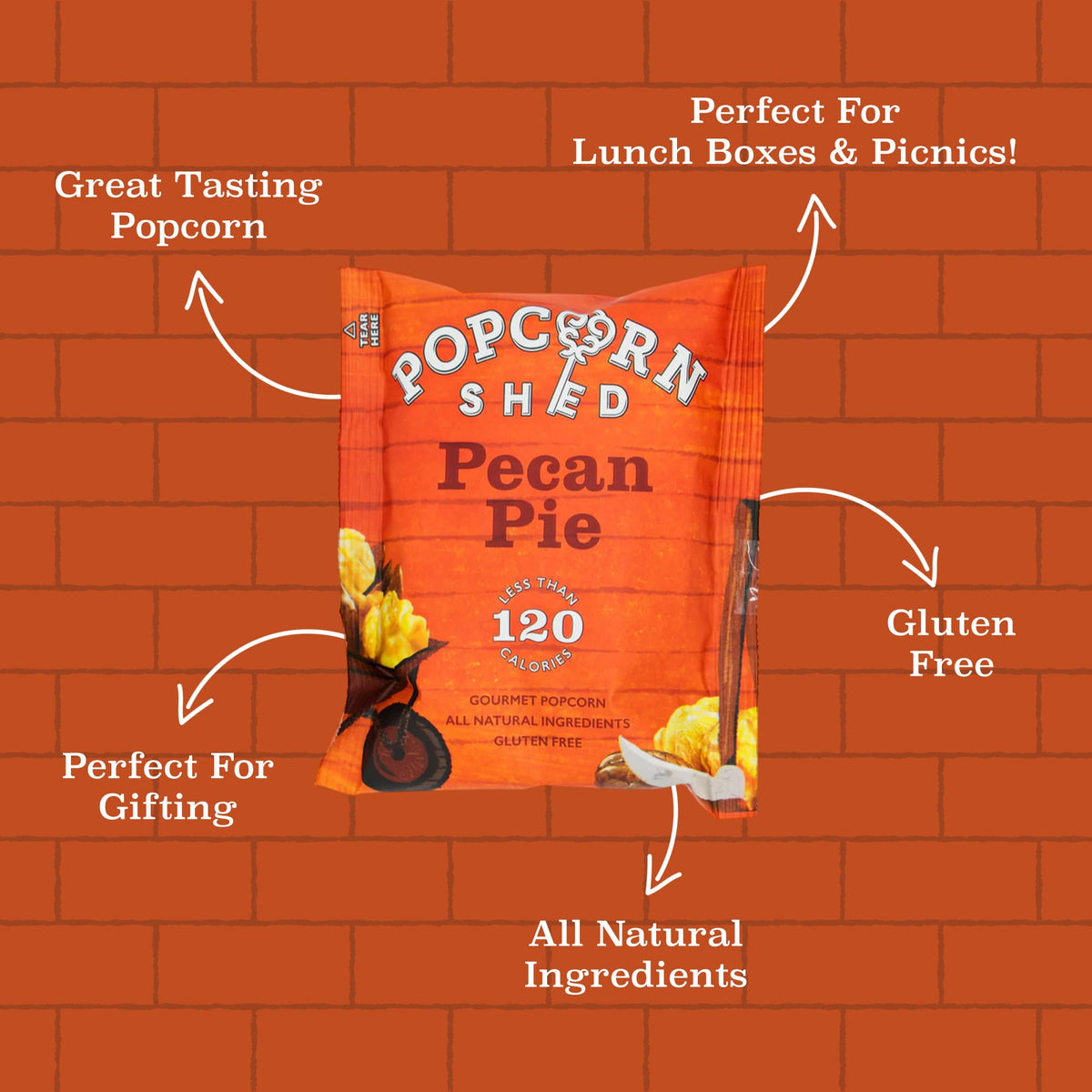 Popcorn Shed Pecan Pie Gourmet Popcorn - 16 x 24g Packs 4