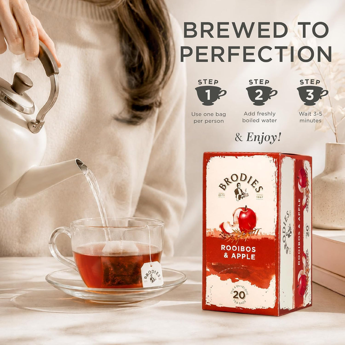Brodies Rooibos and Apple Tea - Naturally Sweet & Caffeine-Free | 120 Tea Bags (6 x 20) 4