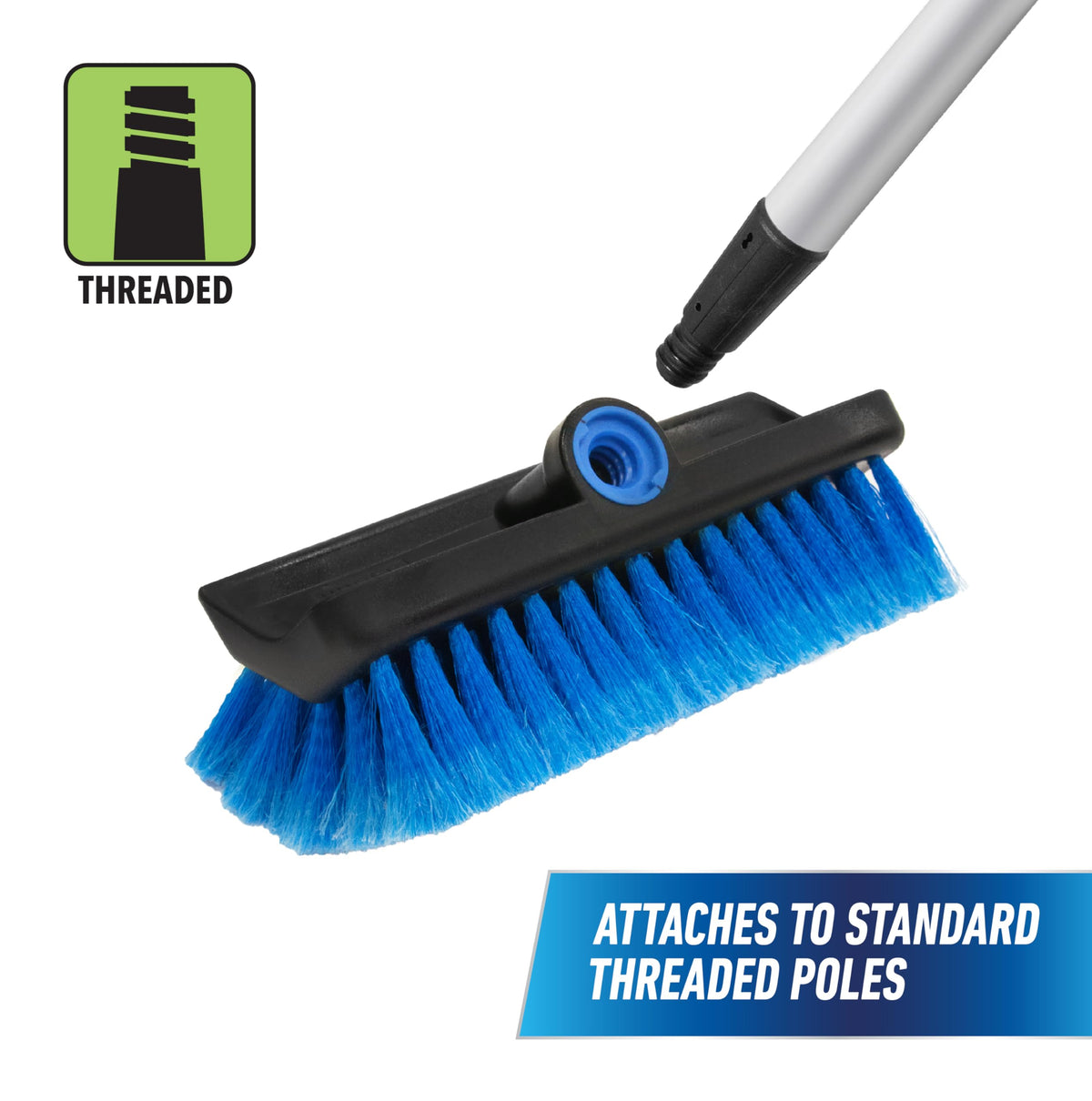 Unger Bi-Level Soft Wash Brush - 10' Length | Soft Bristles | Lock-On Compatible 7