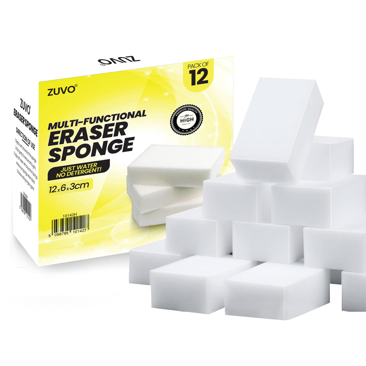 Zuvo Magic Eraser Sponge - Heavy-Duty Cleaning, 12-Pack