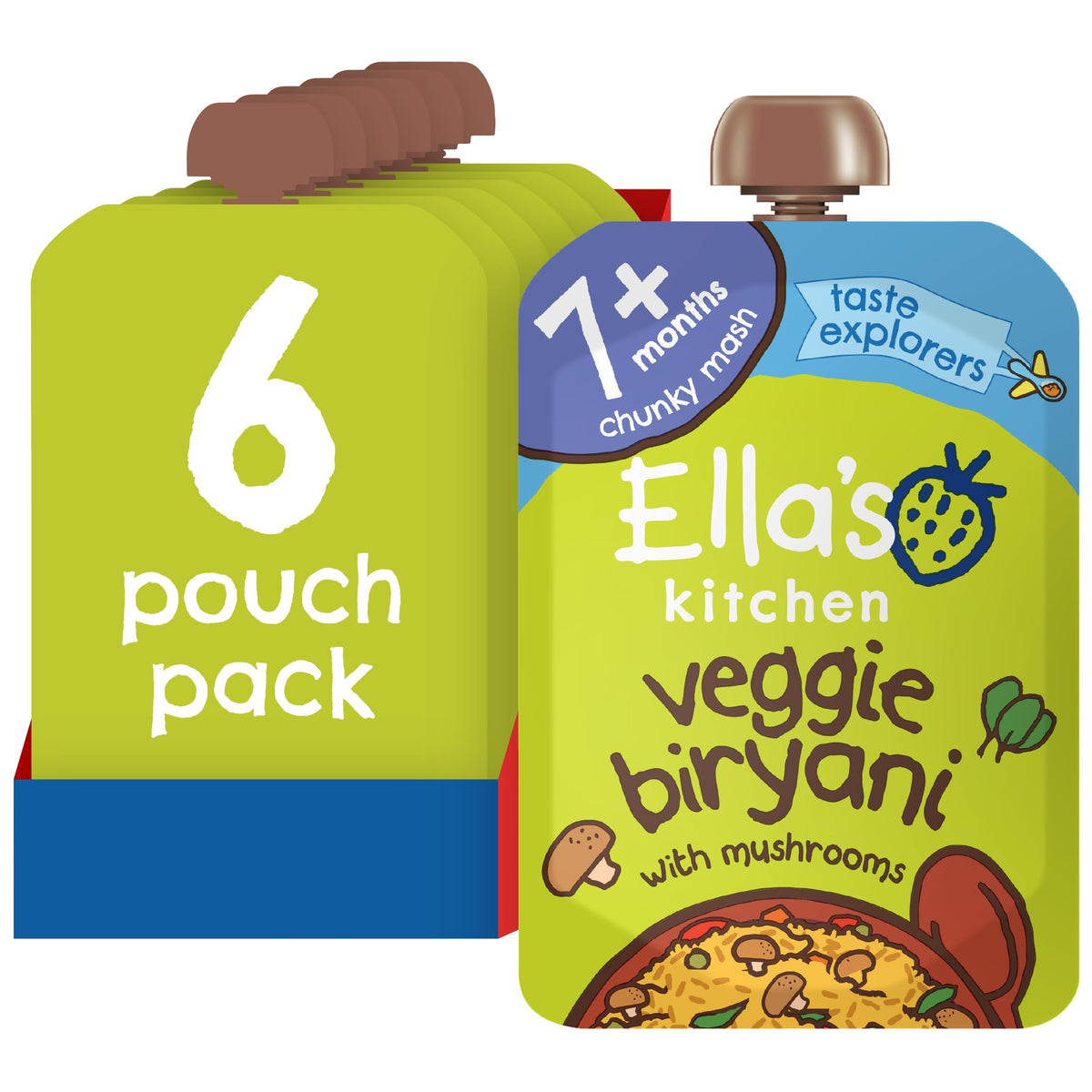 Ella's Kitchen Organic Veggie Biryani Baby Food Pouch - 7+ Months, 130g, Pack of 6