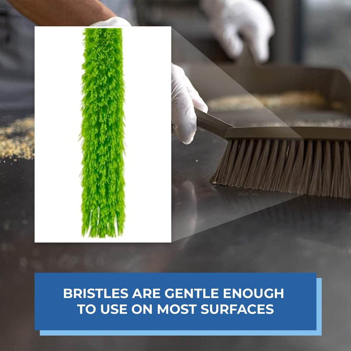 Vikan Bench Brush - Medium Bristle Dustpan Brush for Food Prep & Floors | Polypropylene | Green 4