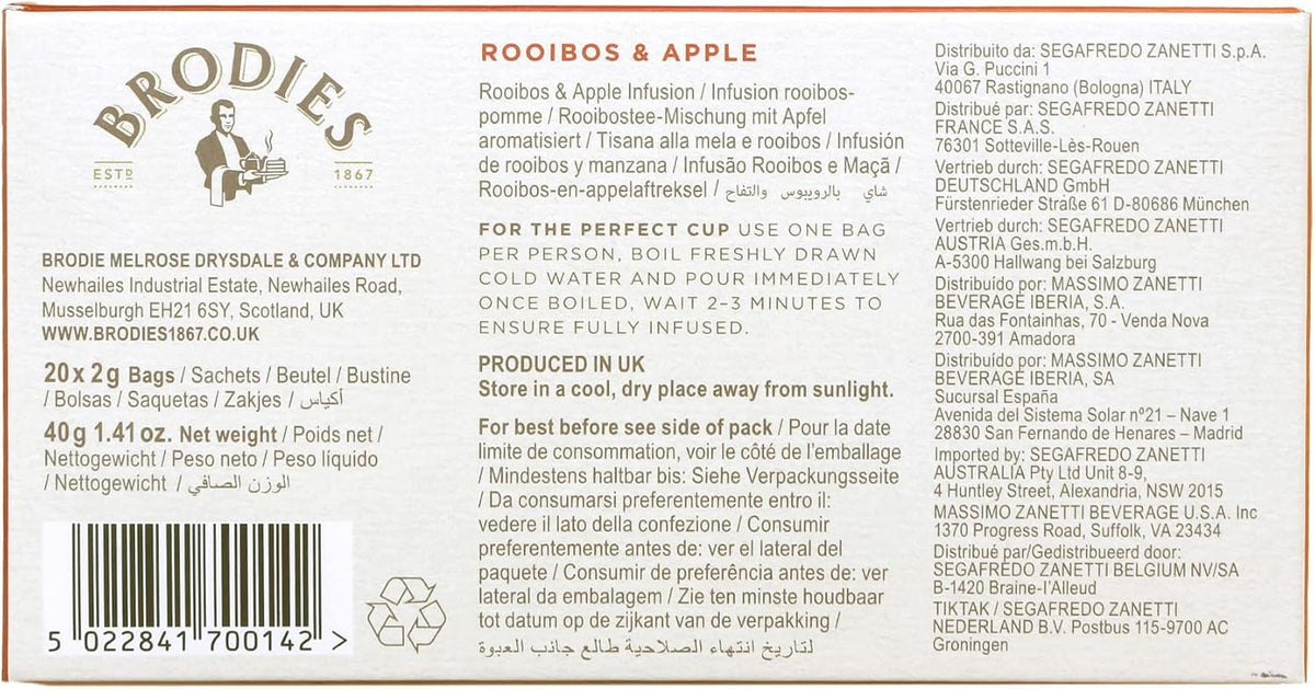 Brodies Rooibos and Apple Tea - Naturally Sweet & Caffeine-Free | 120 Tea Bags (6 x 20) 8