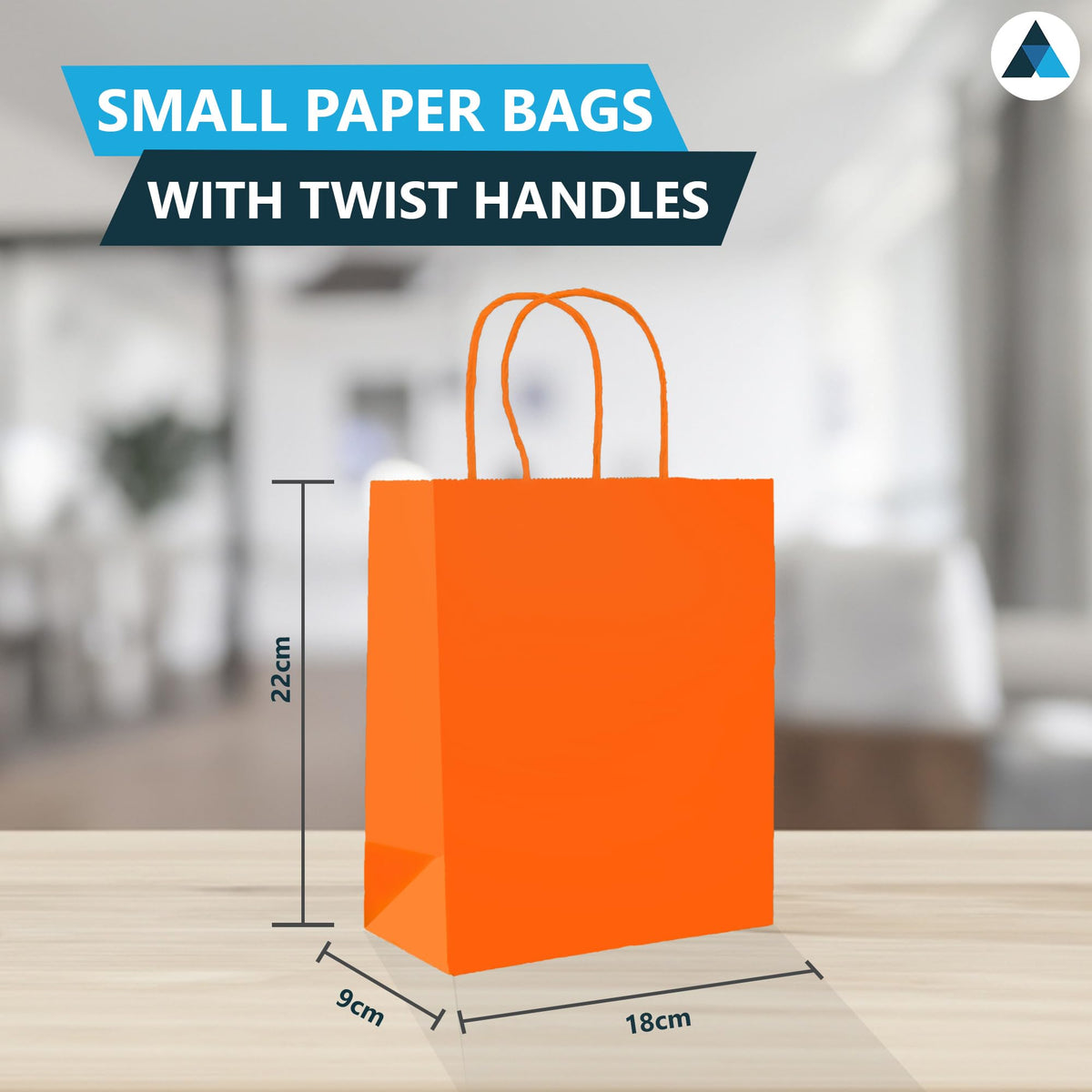 Nationwide Paper Small Orange Kraft Paper Bags - Pack of 200 | 5.5lbs Capacity | 180x90x220mm 2