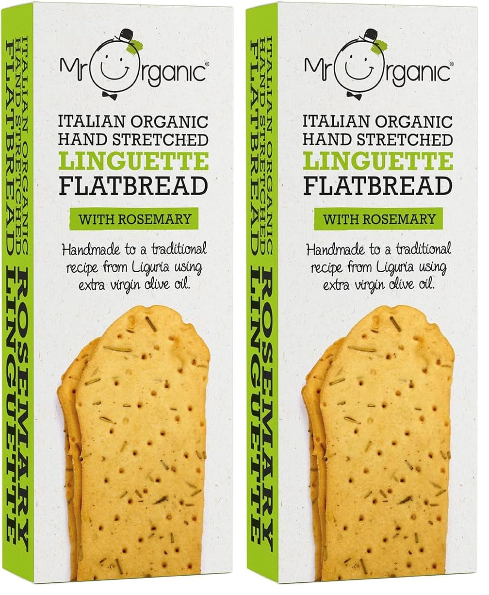 Mr Organic Rosemary Flatbread - 2 x 150g Packs | Organic | Non-GMO | Preservative-Free