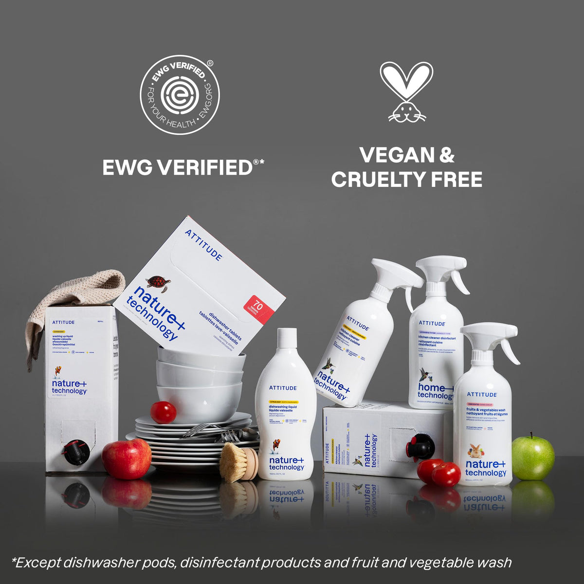 ATTITUDE Washing-Up Liquid - EWG Verified, Plant-Based Formula, Gentle on Hands, Green Apple & Basil Scent, 700ml 6