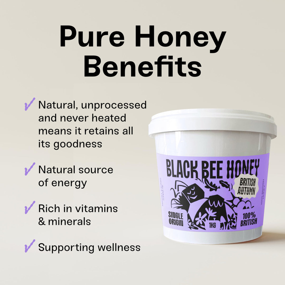 Black Bee Honey Pure British Autumn Honey - 1 Kg | Unpasteurised | Single Origin 3
