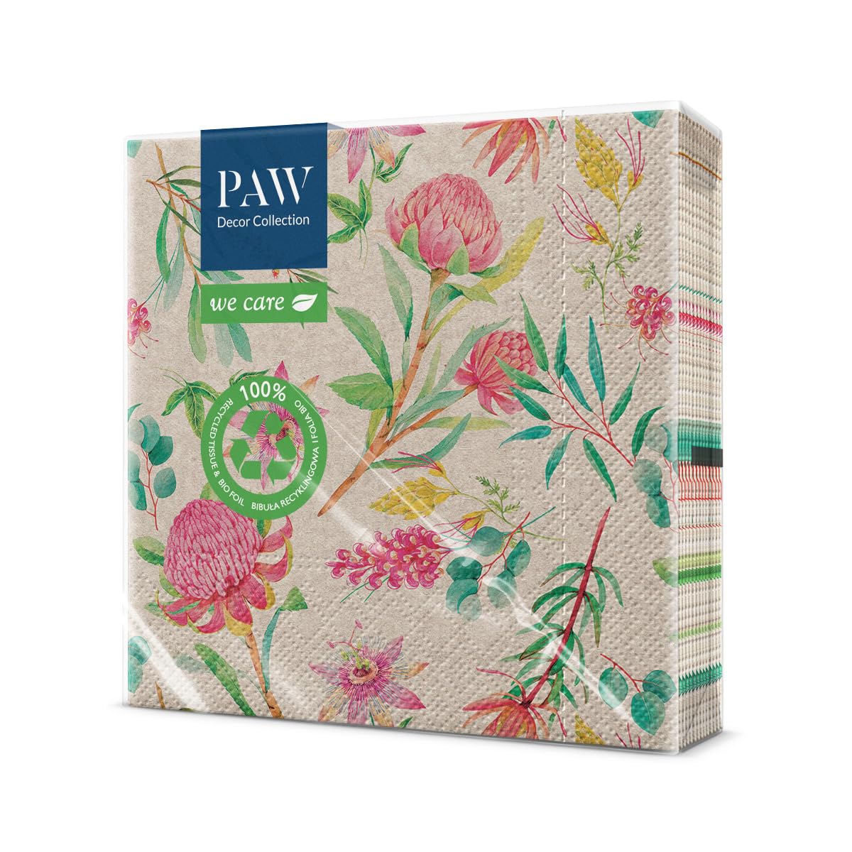PAW Decor Collection Disposable Napkins - 3-Ply Kraft Paper | 20 Pieces | 33 x 33 cm