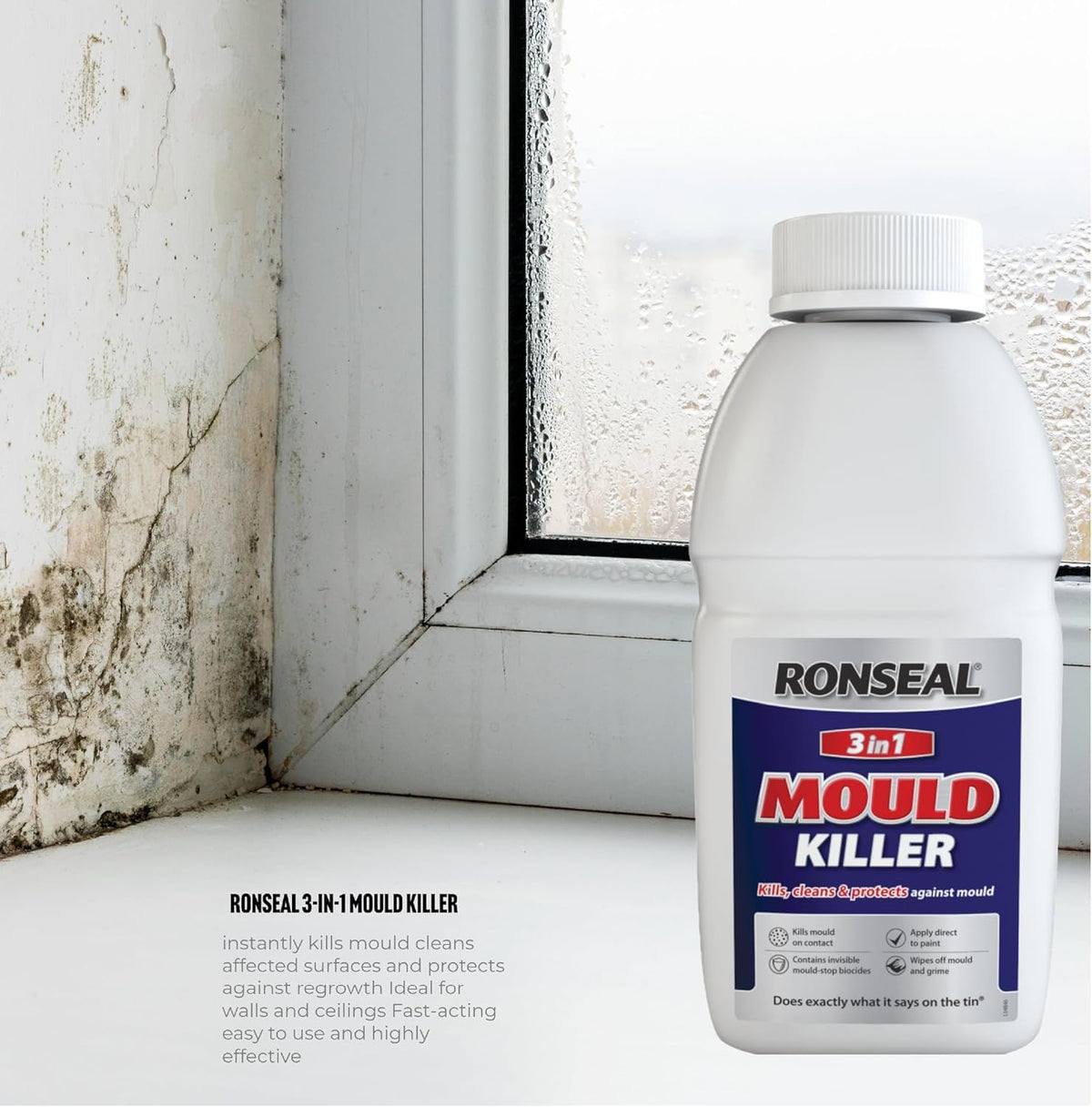 Ronseal Mould Killer - Fast-Acting Black Mould & Mildew Remover | 500ml Bottle