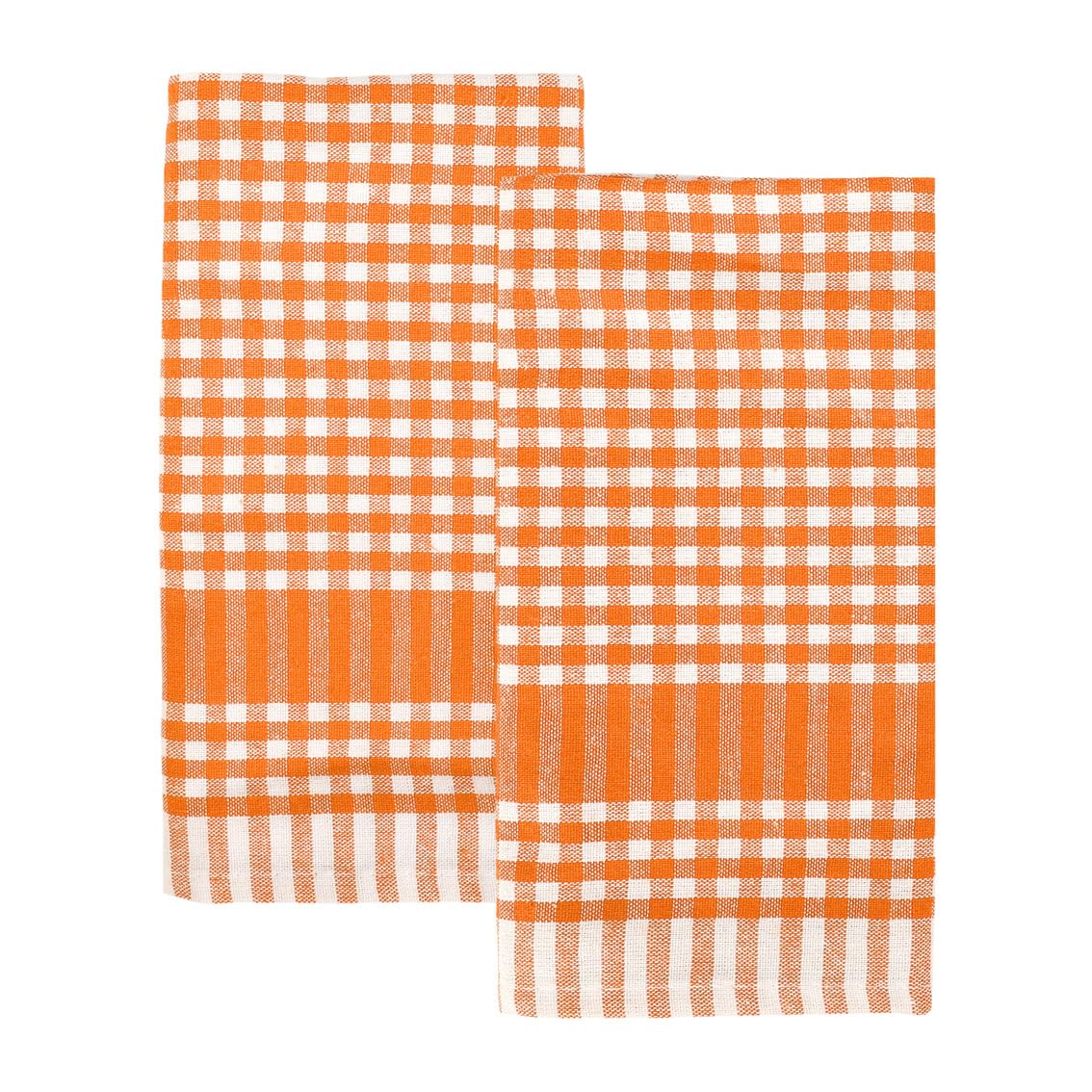 Talking Tables Orange Gingham Kitchen Tea Towels - Set of 2 | 100% Cotton | 45 x 70 cm