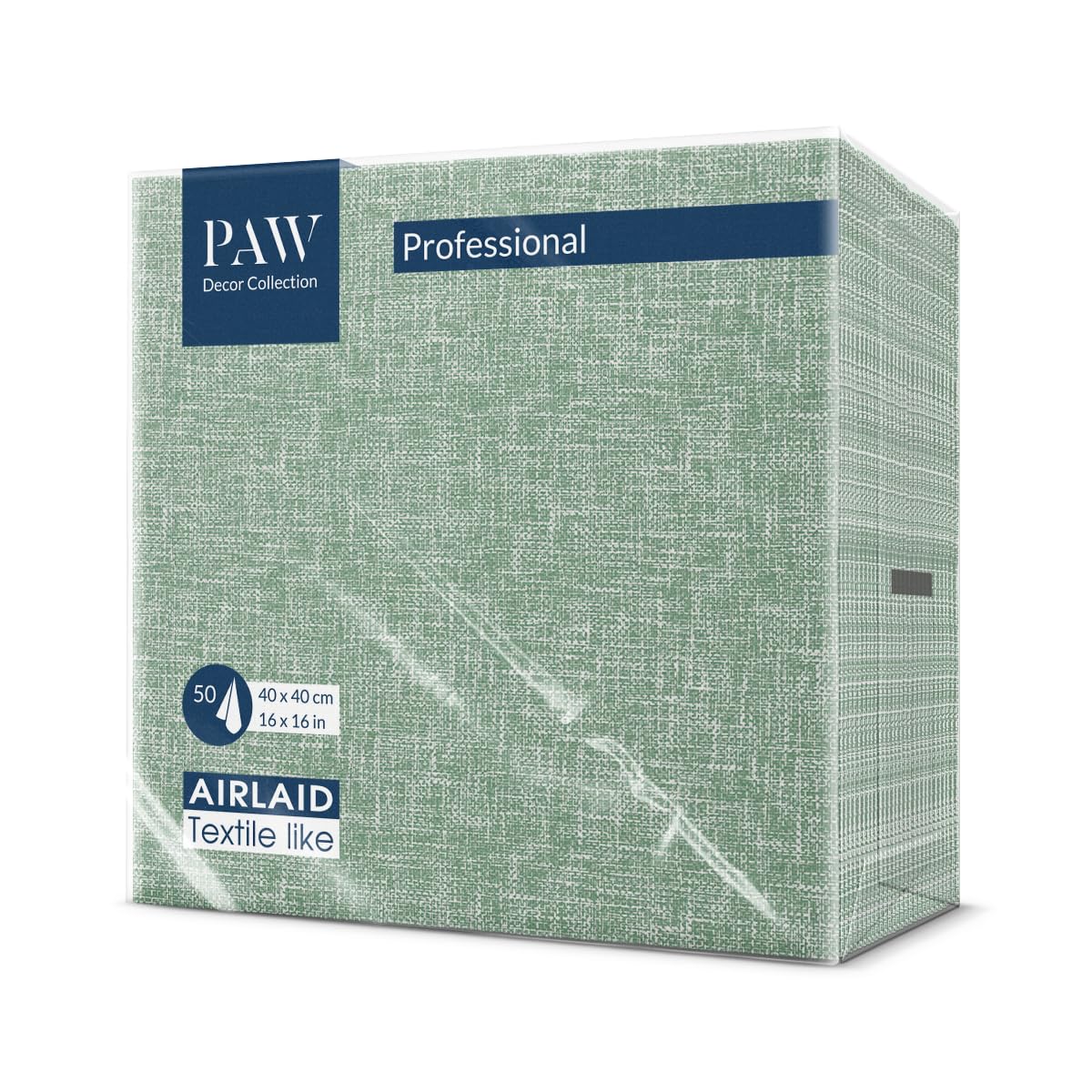PAW Decor Collection Linen Feel Napkins - 50 Pack | 40 x 40 cm | Green 1